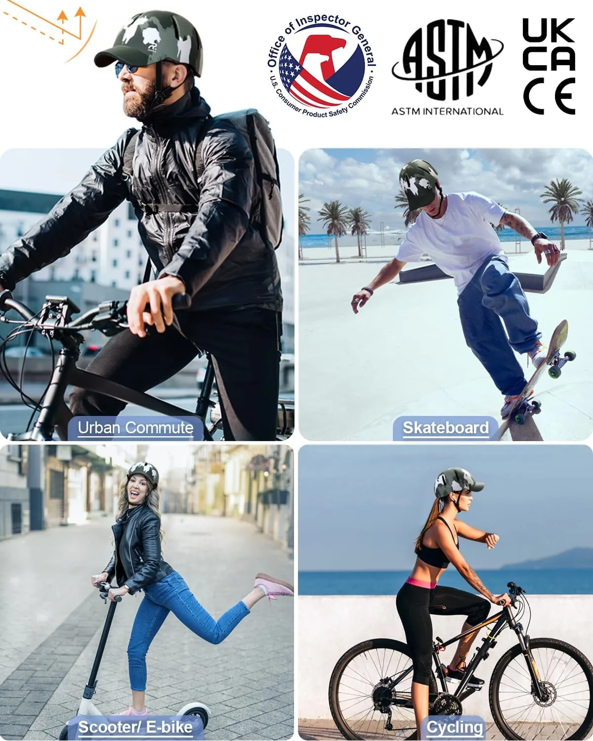Bike Helmet for Adult Men & Women - Magnetic Buckle, Baseball Cap Style Bicycle Helmet with Visor