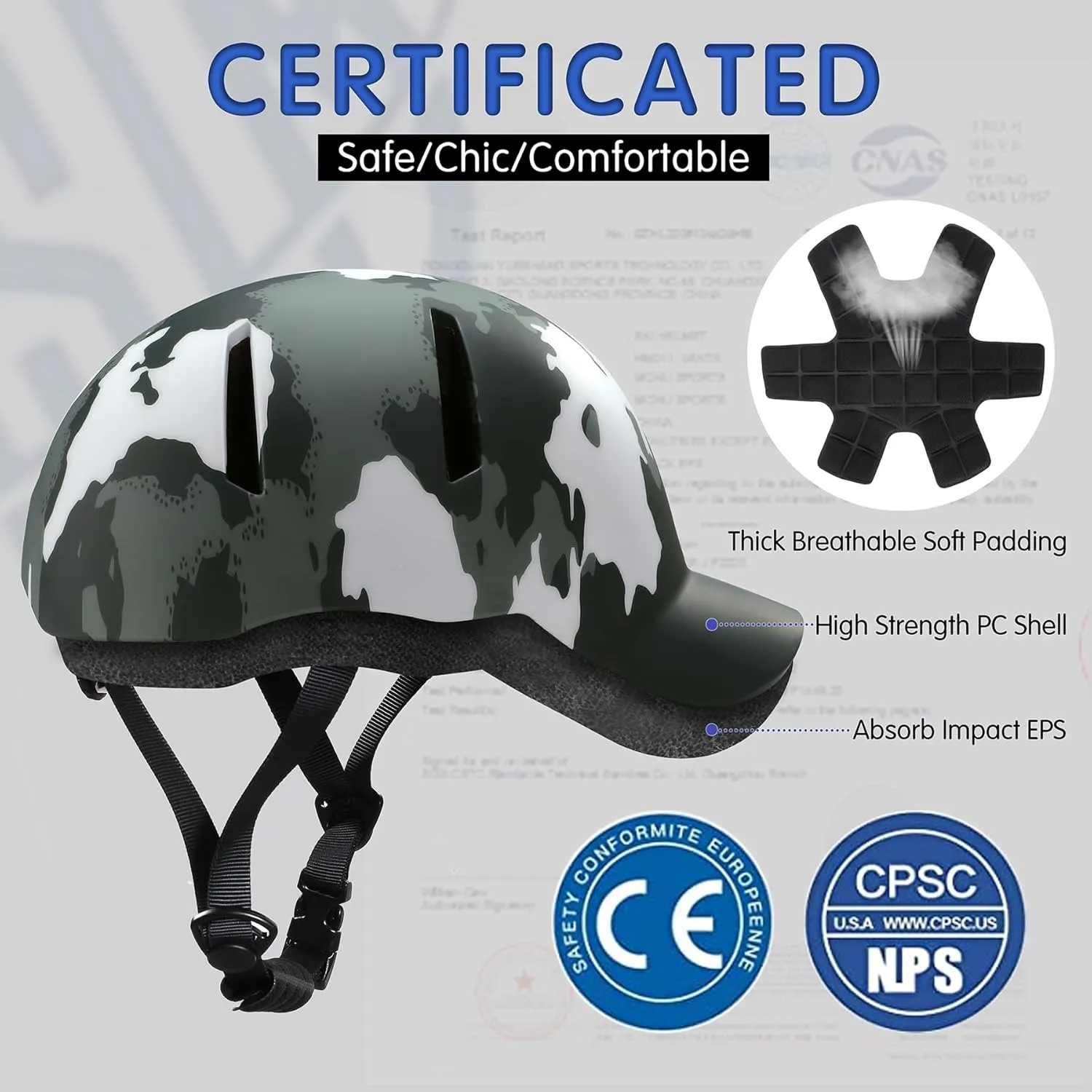 Bike Helmet for Adult Men & Women - Magnetic Buckle, Baseball Cap Style Bicycle Helmet with Visor