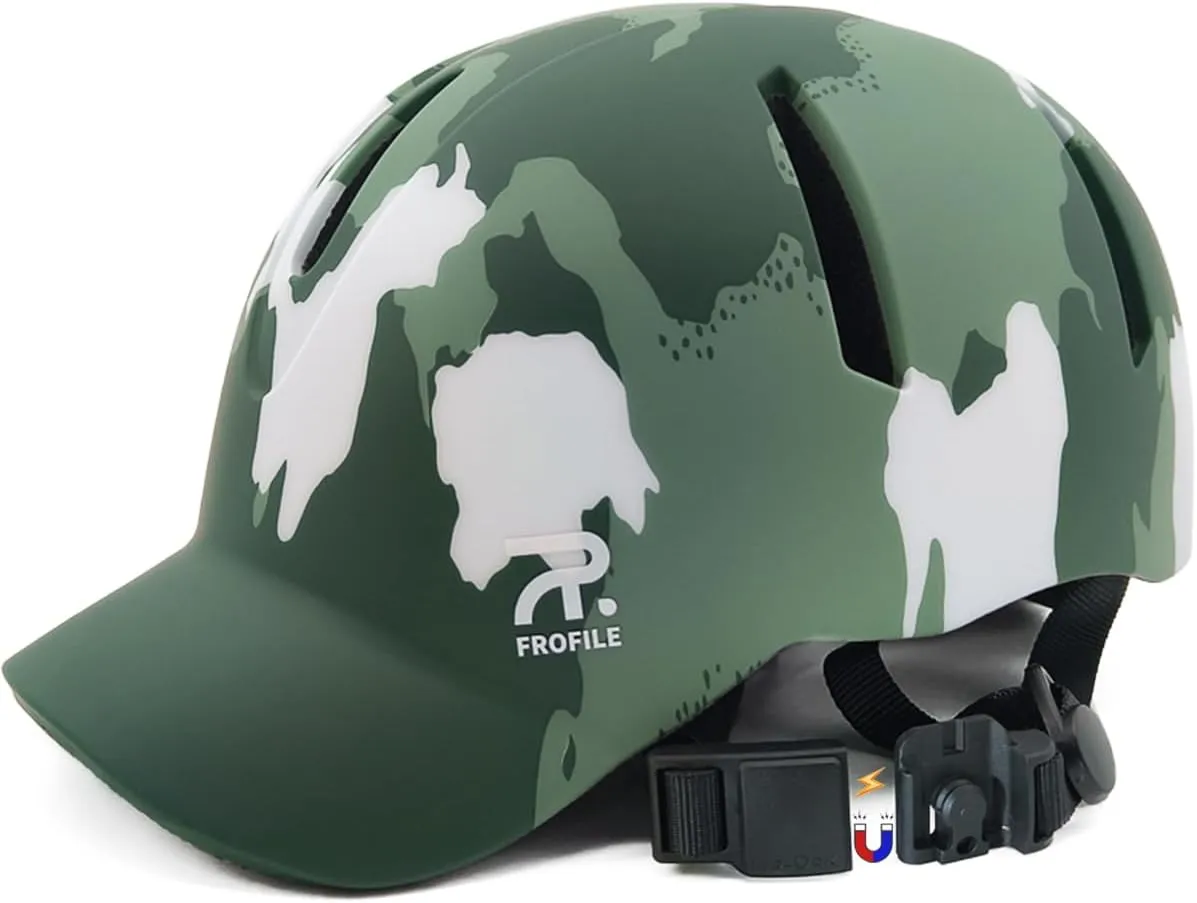 Bike Helmet for Adult Men & Women - Magnetic Buckle, Baseball Cap Style Bicycle Helmet with Visor