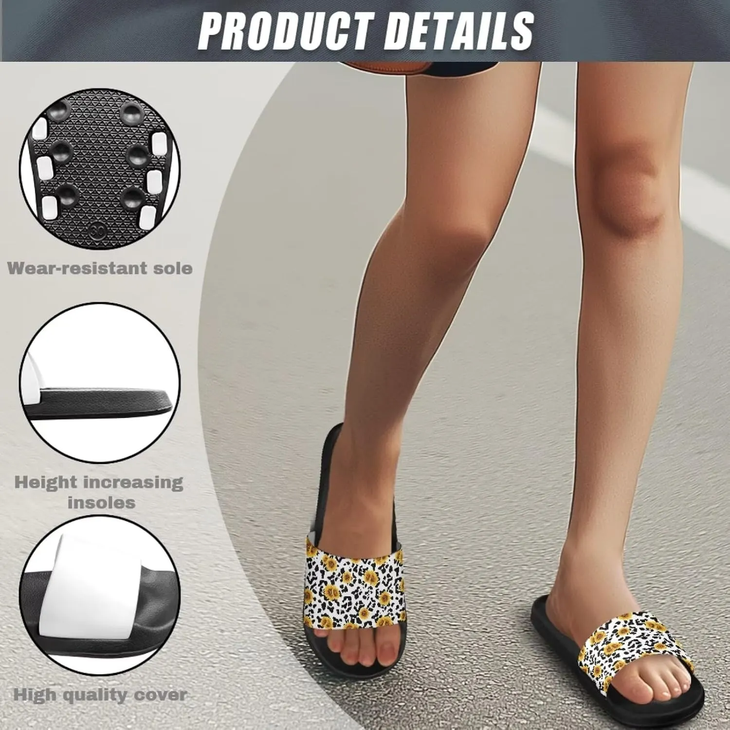 Binienty Women's Wide Slide Sandals Trendy Beach Flip Flops Lightweight Flat Slide Sandals for Daily Walks,Poolside,Water Park