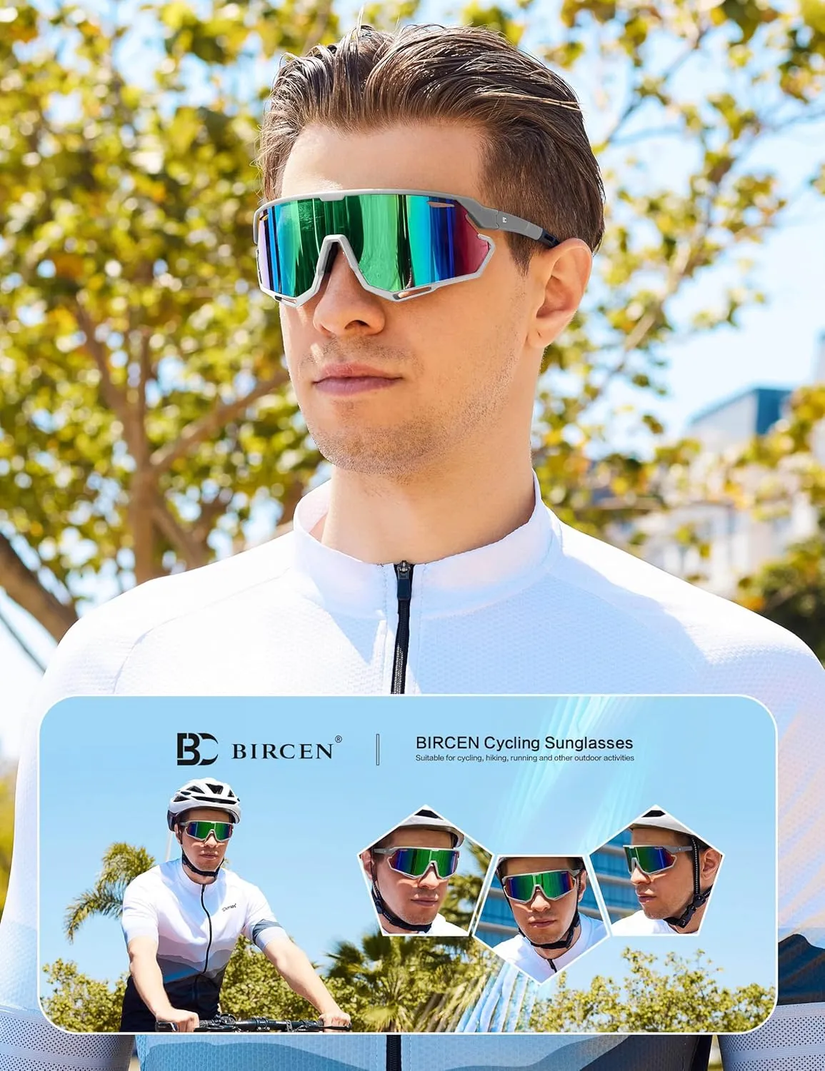 BIRCEN Baseball Cycling Sunglasses for Men - Women Running Shades Sports Glasses for MTB Mountain Bike Softball
