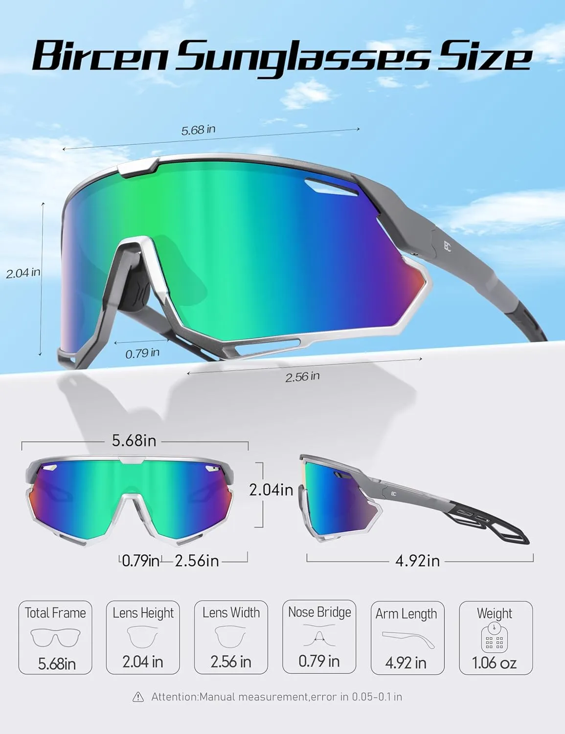 BIRCEN Baseball Cycling Sunglasses for Men - Women Running Shades Sports Glasses for MTB Mountain Bike Softball