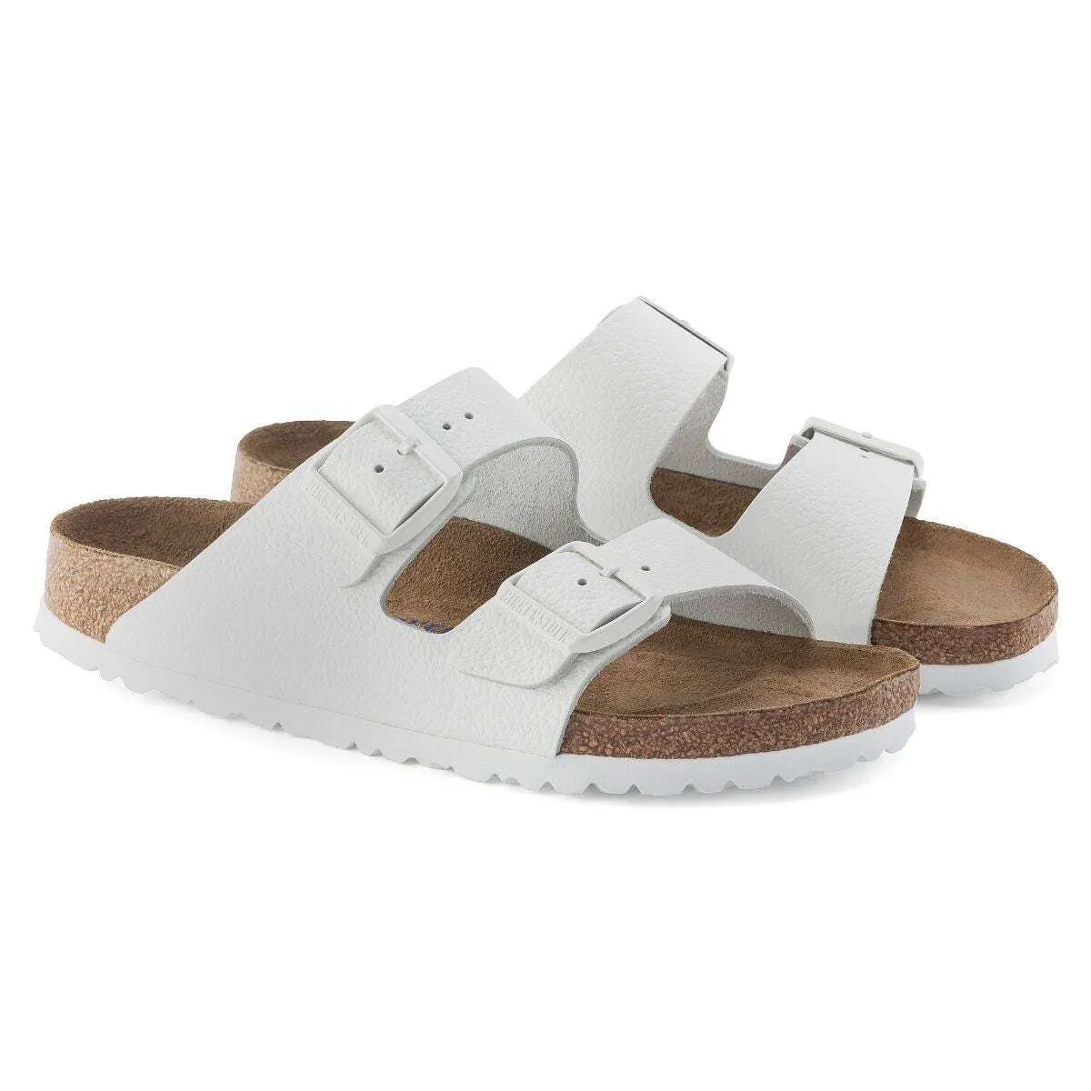Birkenstock Arizona Natural Leather White Slide Narrow