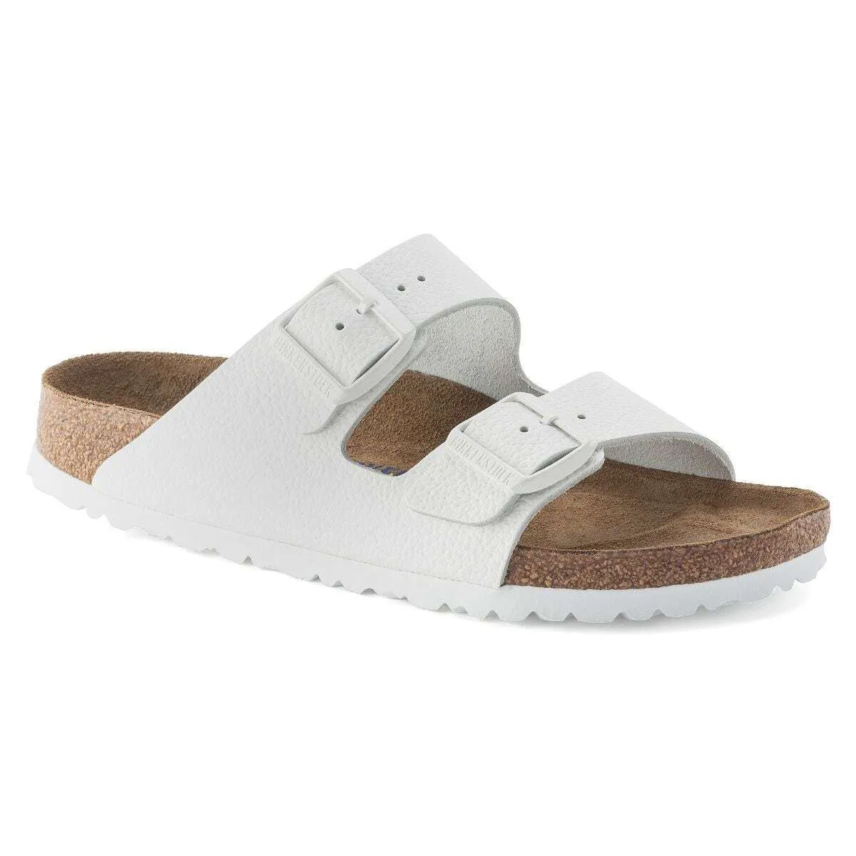 Birkenstock Arizona Natural Leather White Slide Narrow