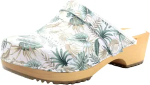 Bjork Maja Wood Open Back Leather Clogs
