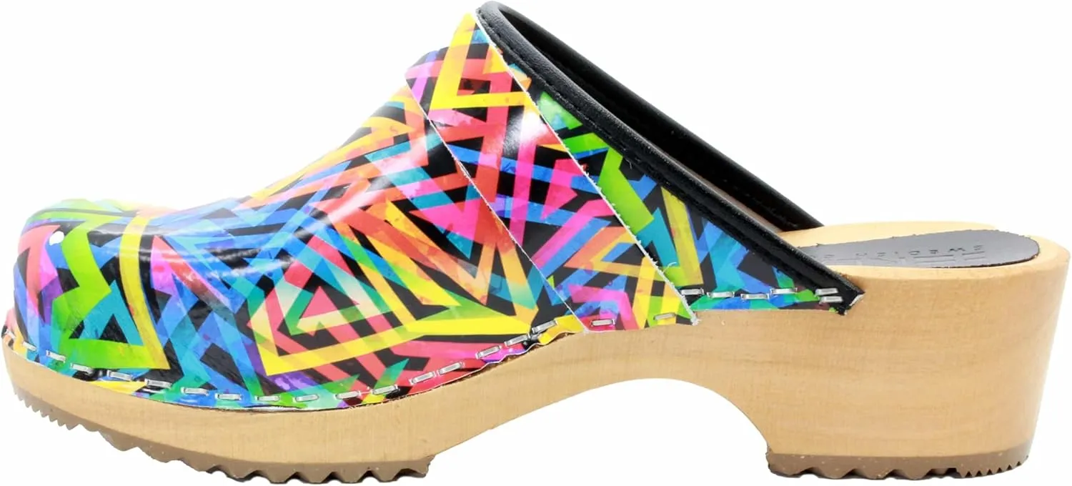 Bjork Maja Wood Open Back Leather Clogs