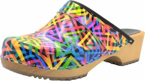 Bjork Maja Wood Open Back Leather Clogs