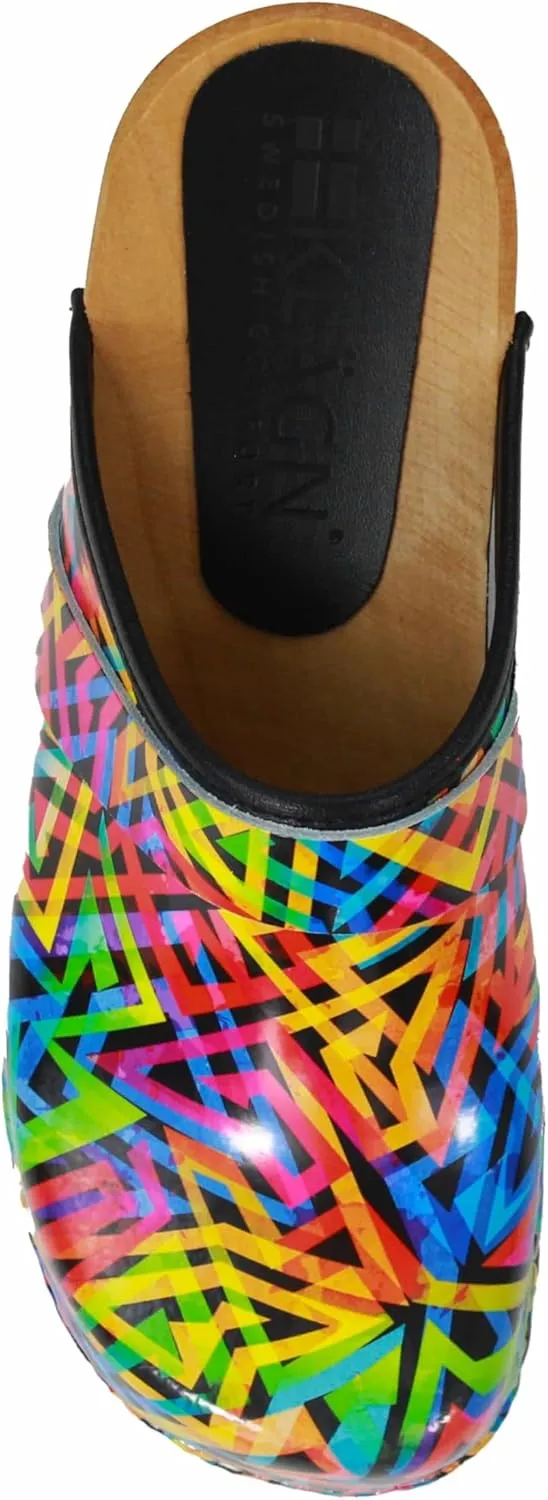 Bjork Maja Wood Open Back Leather Clogs