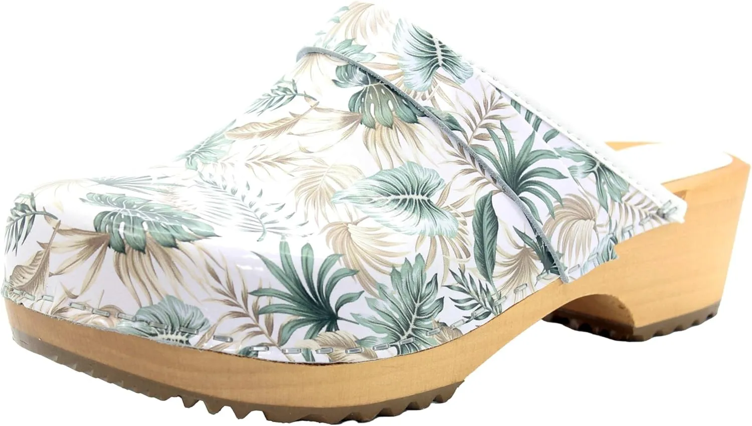 Bjork Maja Wood Open Back Leather Clogs