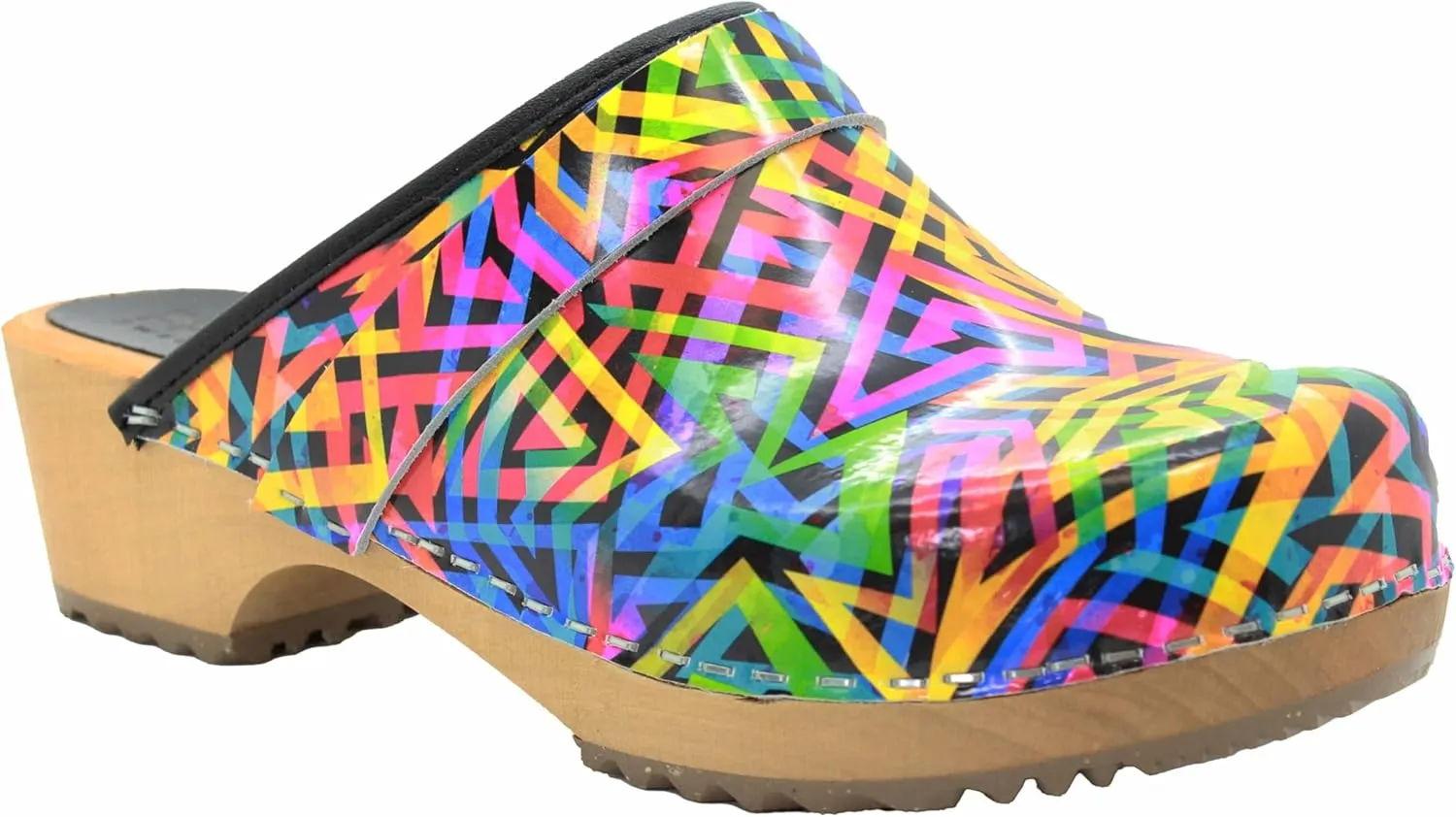 Bjork Maja Wood Open Back Leather Clogs