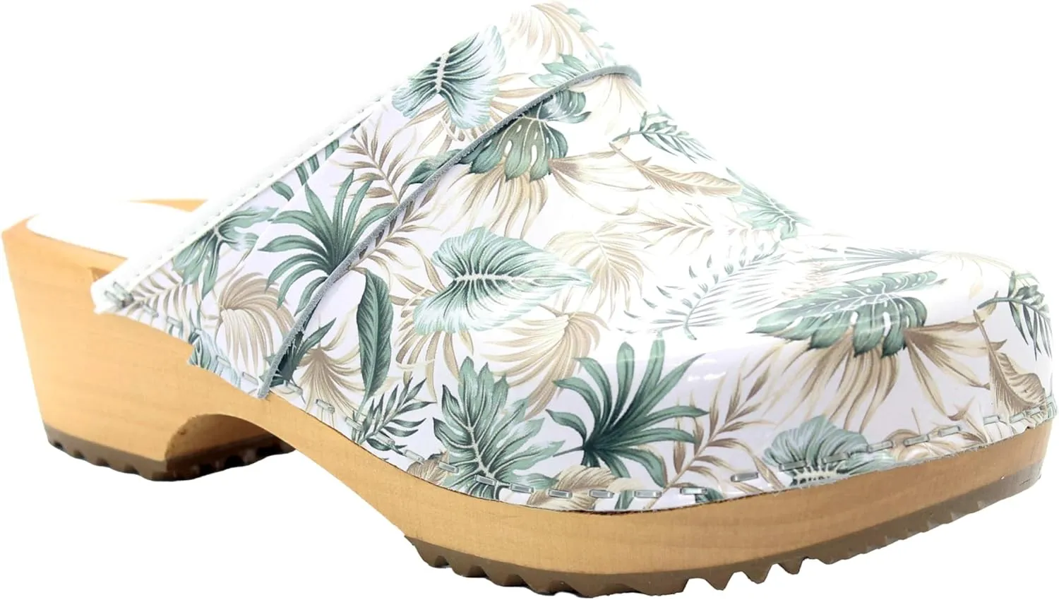 Bjork Maja Wood Open Back Leather Clogs