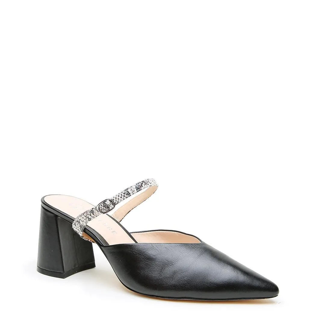 Black V Mule   Python Twiggy Strap