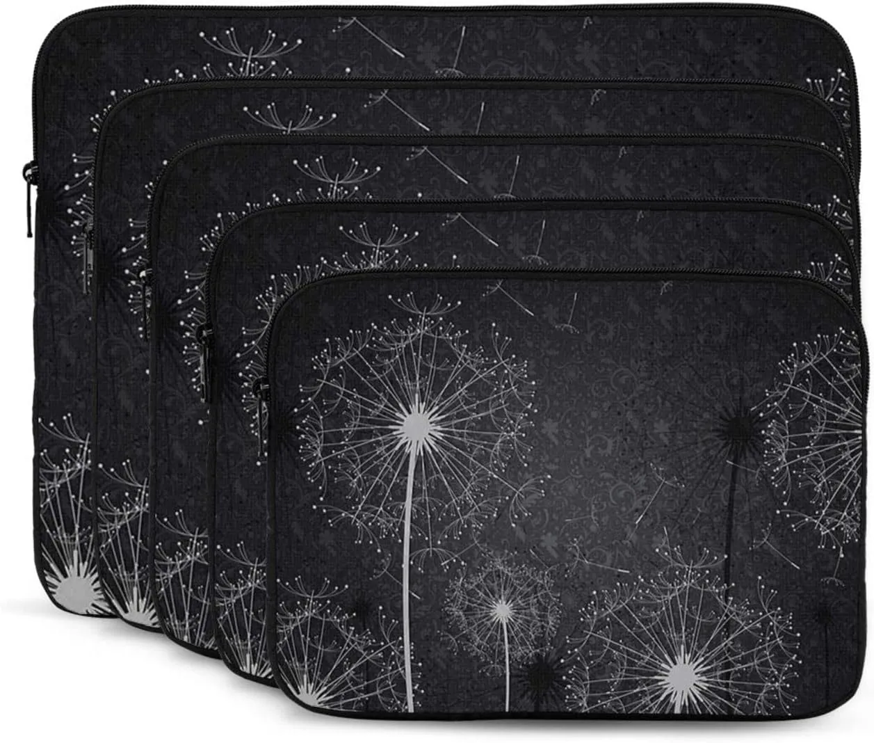 Black White Dandelion 12 Inch Zipper Laptop Sleeve Bag Carring Case Cover Protector Handbag for MacBook/Notebook/Ultrabook