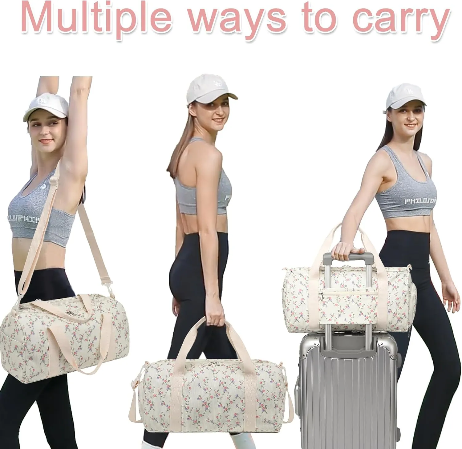 BLUBOON Duffle Bag Girls Kids Cute Gym Bag with Shoes Compartment & Wet Separation Waterproof Sports Overnight Travel Bag