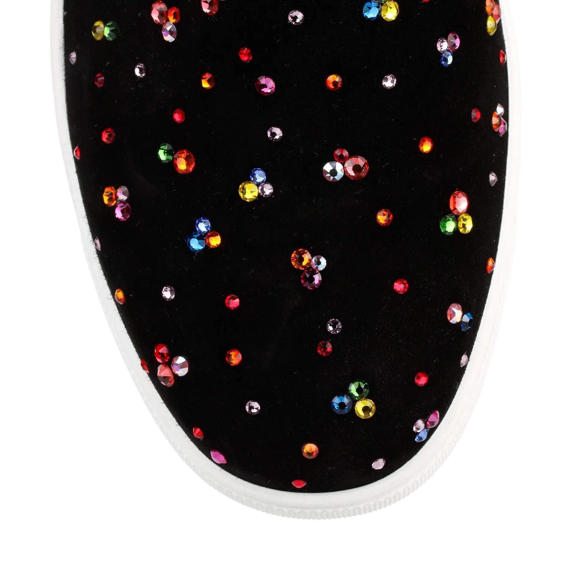 Boat black suede crystal slip-on