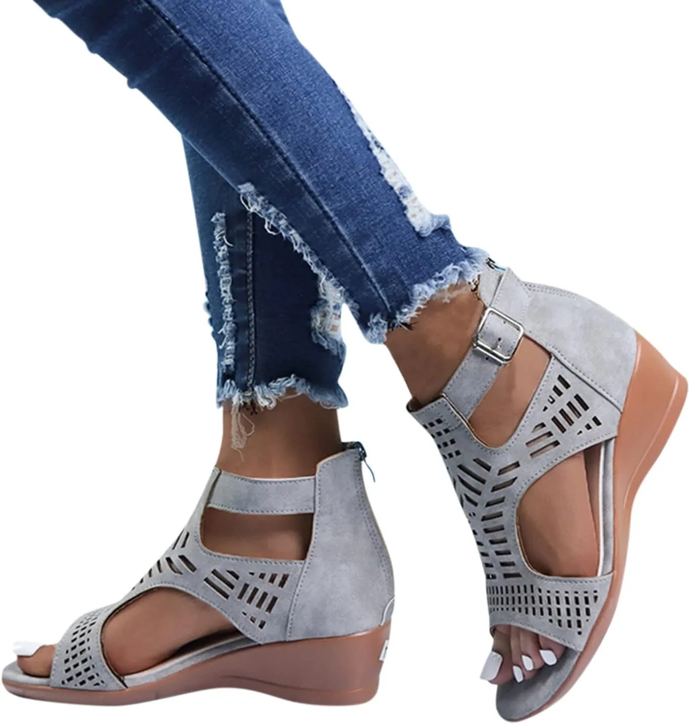 Born Shoes for Women Sandals Toe Ladies For Women Wedges Fashion Out Shoes Hollow Sandals Peep Women Shoes Heels Sandals