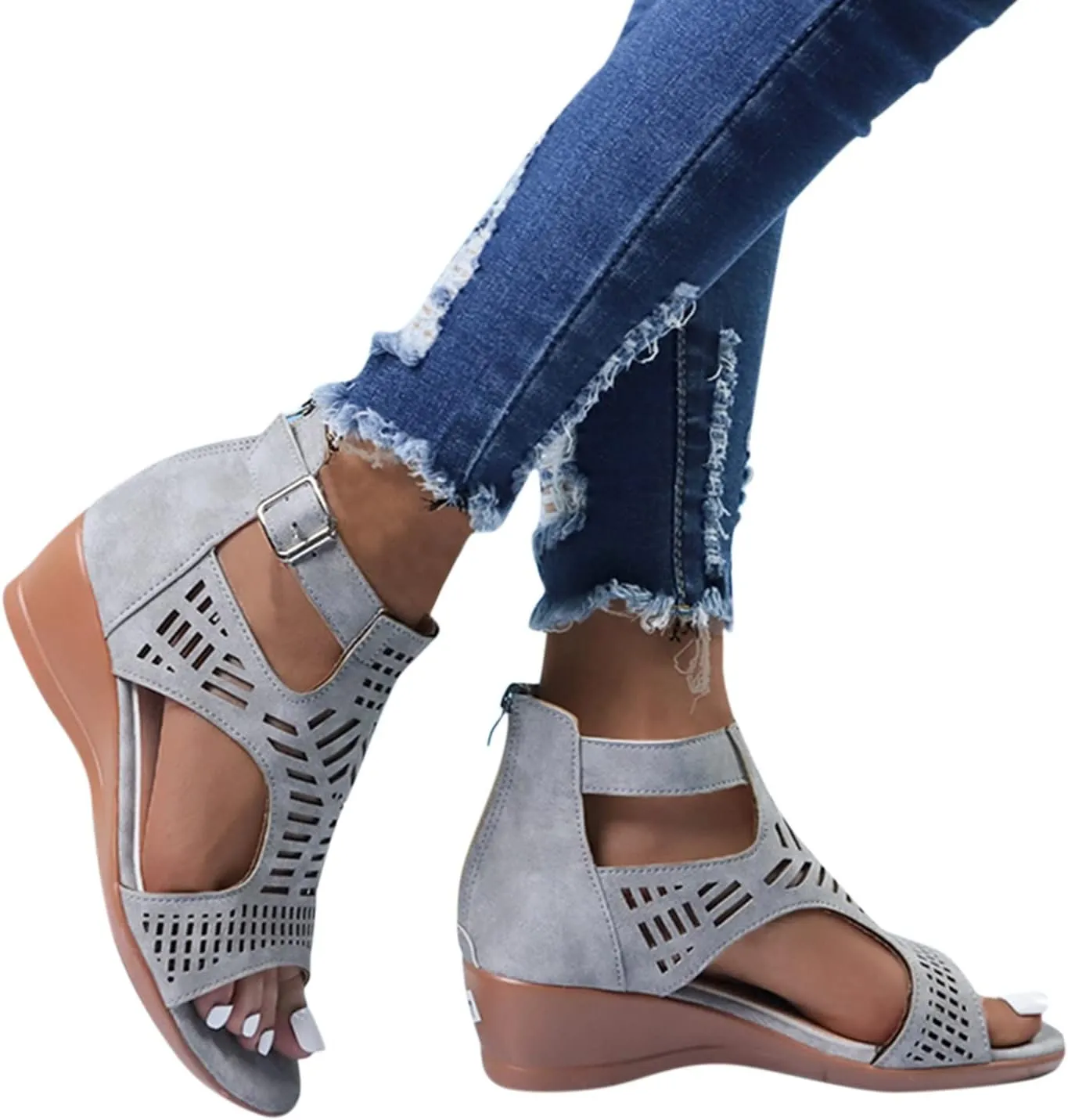 Born Shoes for Women Sandals Toe Ladies For Women Wedges Fashion Out Shoes Hollow Sandals Peep Women Shoes Heels Sandals