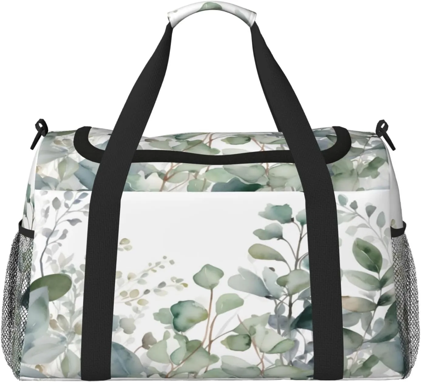 Botanical Leaves Travel Duffel Bag with Strap Multi Pockets Sports Bag Handbag Large Shoulder Bag for Gym Weekend Fitness Camping