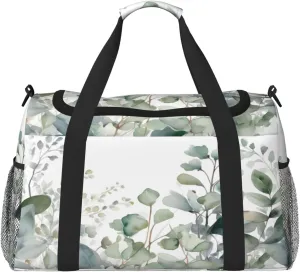 Botanical Leaves Travel Duffel Bag with Strap Multi Pockets Sports Bag Handbag Large Shoulder Bag for Gym Weekend Fitness Camping