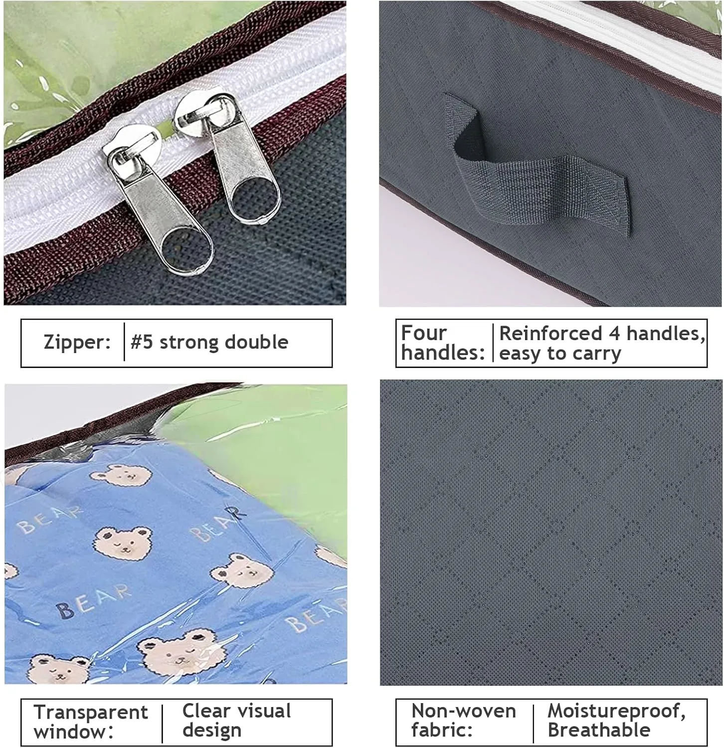 Budding Joy 90L Under Bed Storage Containers, Closet Organizers and Storage Bins, Foldable Underbed Storage Bags for Blanket, Clothing, Comforter, Sweaters, Pillows, Linen Sheets, Wrapping Paper, Grey