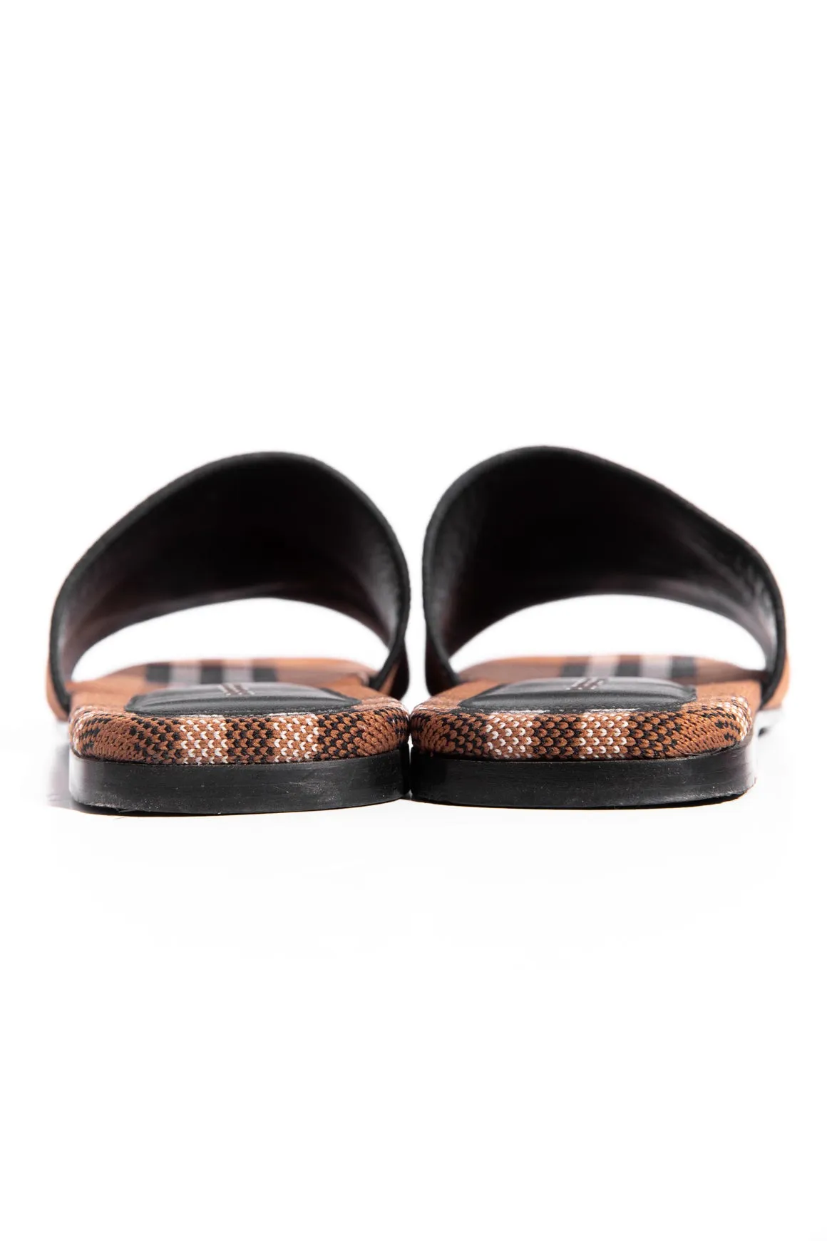BURBERRY Brown Woven Plaid Slide Sandals (Sz. 39.5)