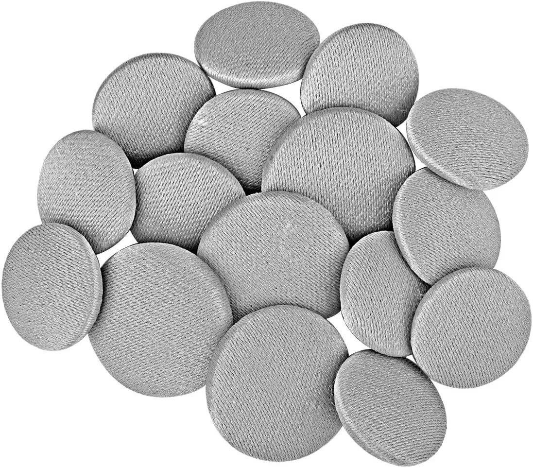 ButtonMode Tuxedo Suit Button 15pc Set (Fits Most Formalwear) Includes 4 Jacket Front Buttons (19mm or 3/4 Inch) and 11 Sleeve and Pant Buttons (15mm or 5/8 Inch), Gray Satin, 15-Buttons