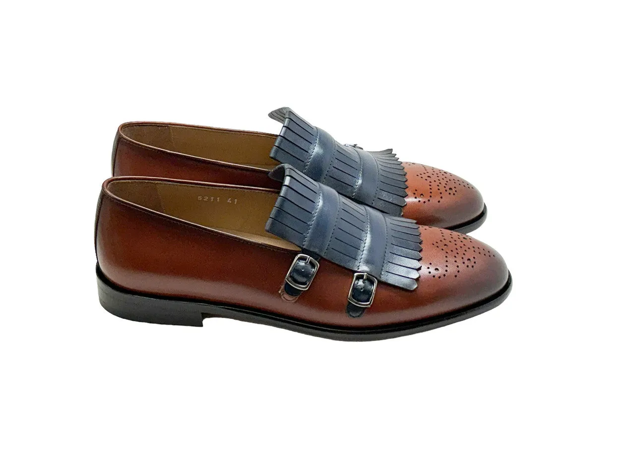 C0001901- 5211 Kilt Side Buckle Loafer- Navy/Brown