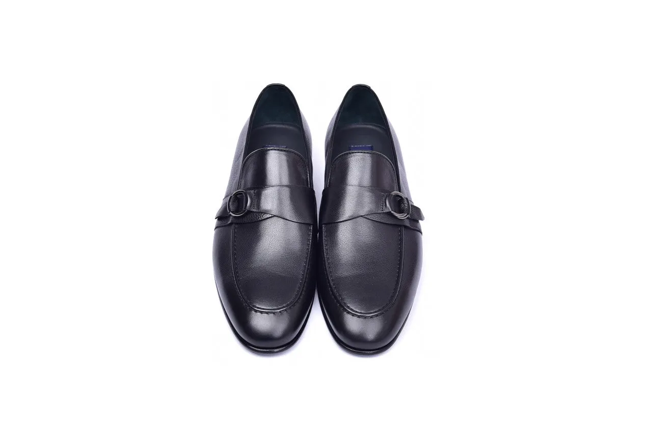 C00102-6628 Side Buckle  loafer- Black