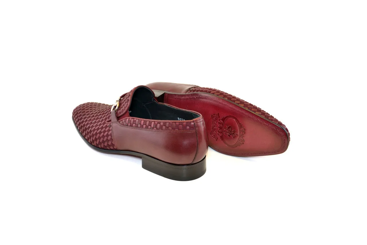 C0222-5776 Hand Made Woven Loafer- Burgundy
