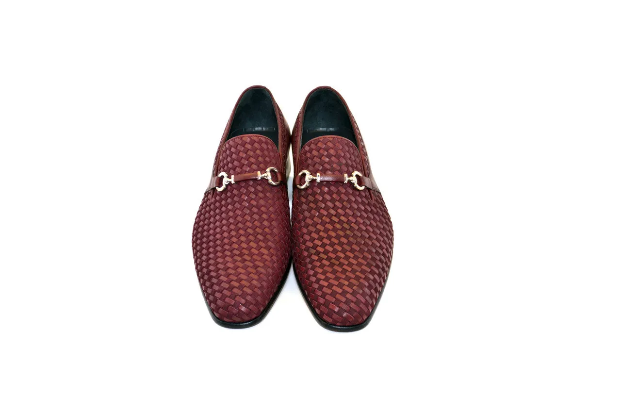 C0222-5776 Hand Made Woven Loafer- Burgundy