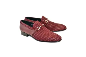 C0222-5776 Hand Made Woven Loafer- Burgundy