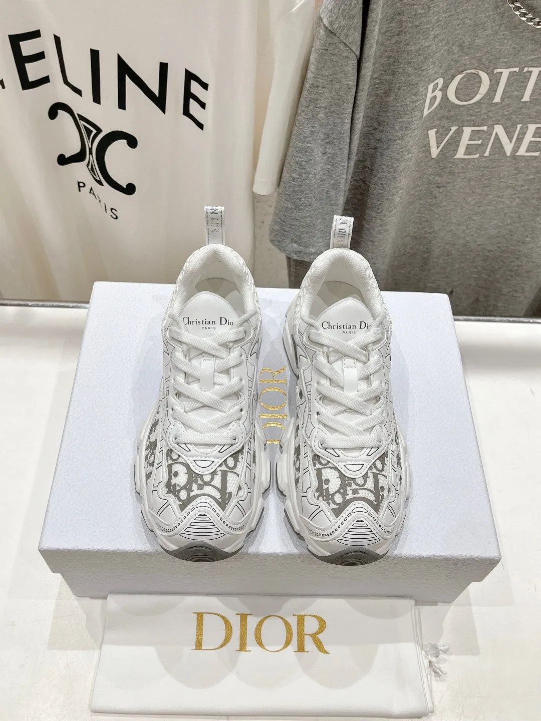 CD Vibe Sneaker White Grey Polyester Mesh Fabric And Cowhide
