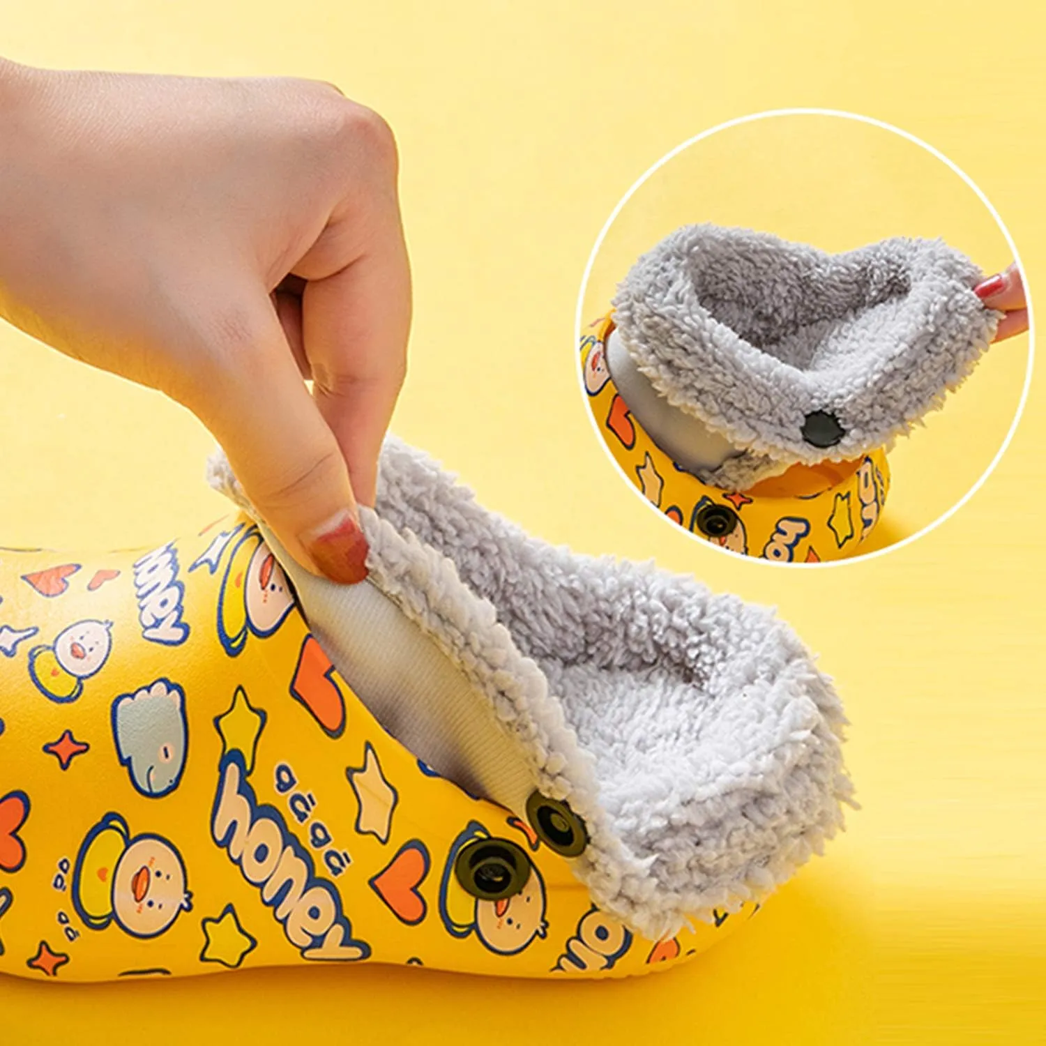 CERYTHRINA Little Kids Lined Clogs Girls Boys Slide Lightweight Garden Shoes Slip-on Cotton Slippers