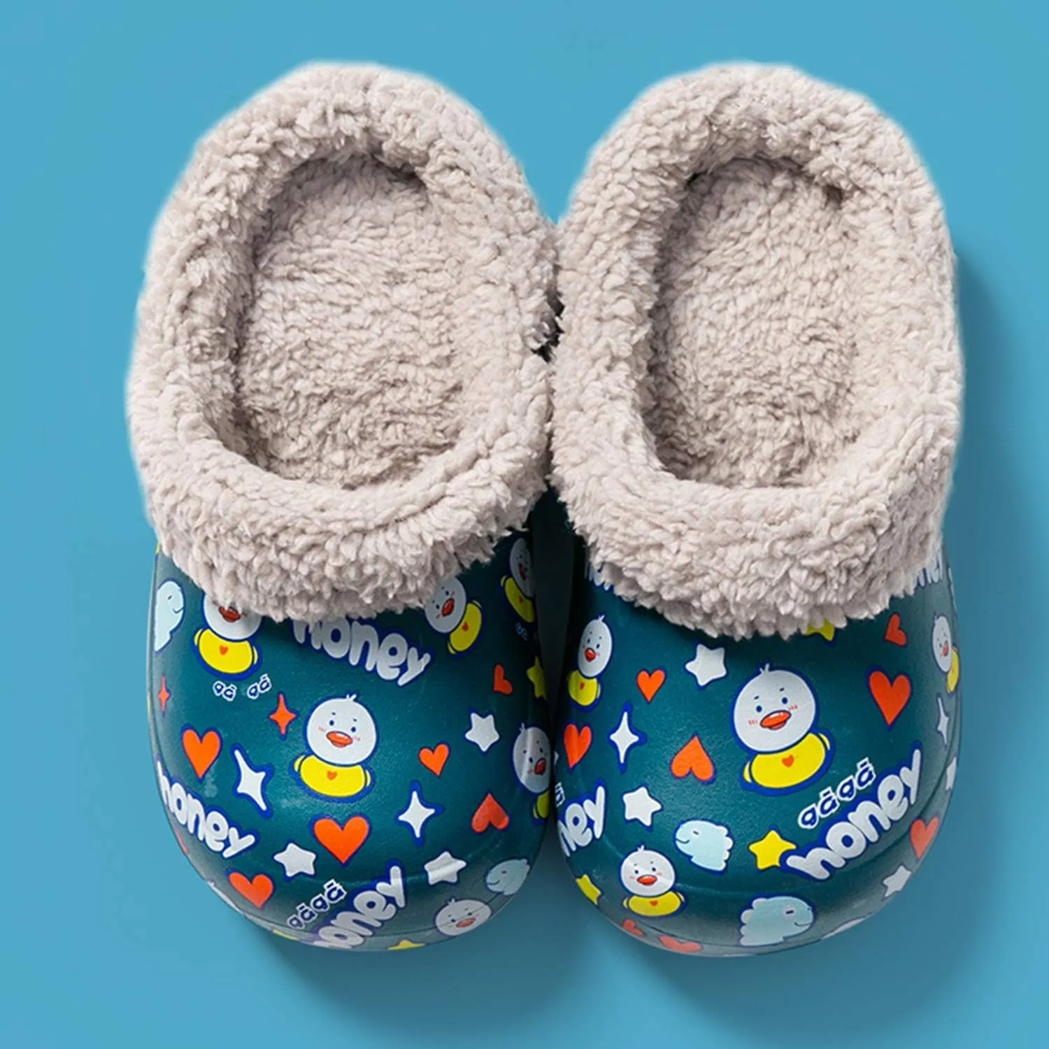 CERYTHRINA Little Kids Lined Clogs Girls Boys Slide Lightweight Garden Shoes Slip-on Cotton Slippers