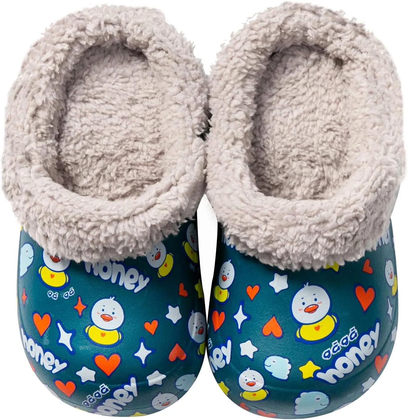 CERYTHRINA Little Kids Lined Clogs Girls Boys Slide Lightweight Garden Shoes Slip-on Cotton Slippers