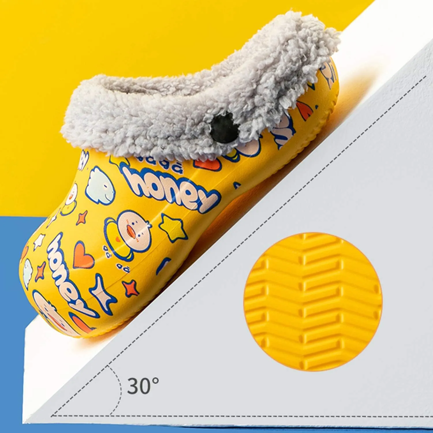 CERYTHRINA Little Kids Lined Clogs Girls Boys Slide Lightweight Garden Shoes Slip-on Cotton Slippers
