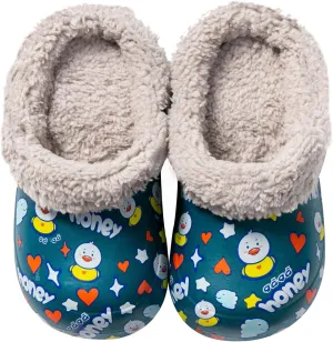 CERYTHRINA Little Kids Lined Clogs Girls Boys Slide Lightweight Garden Shoes Slip-on Cotton Slippers