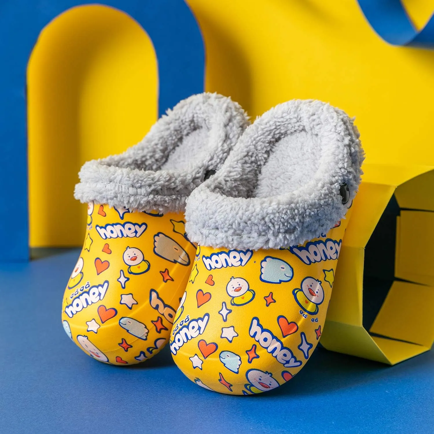 CERYTHRINA Little Kids Lined Clogs Girls Boys Slide Lightweight Garden Shoes Slip-on Cotton Slippers