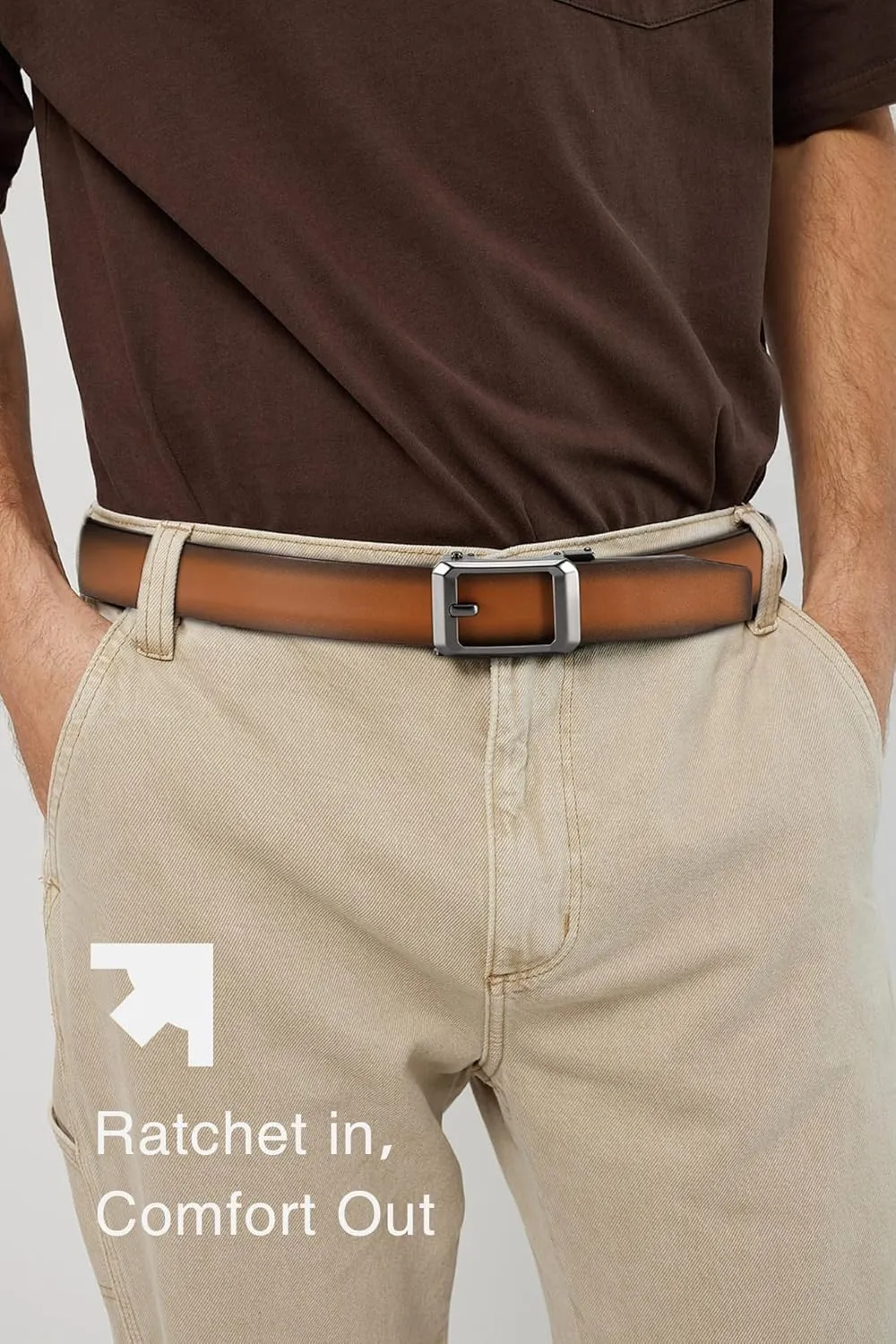CHAOREN Ratchet Belts for Men - 1.5" Mens Belts Genuine Leather for Causual Jeans - Versatile Fit, Customizable Style