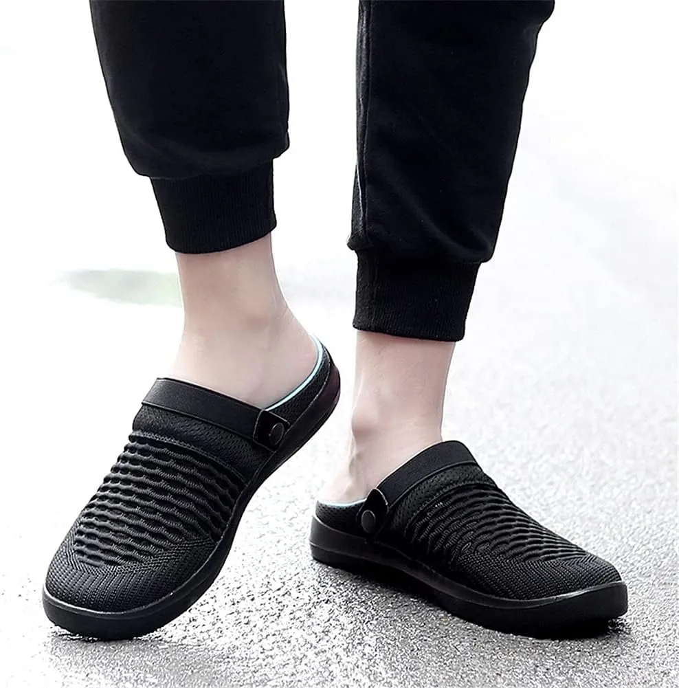 ChicLovey Mens Hollow Mesh Breathable Walking Slippers Garden Clog Summer Shoes Sandals