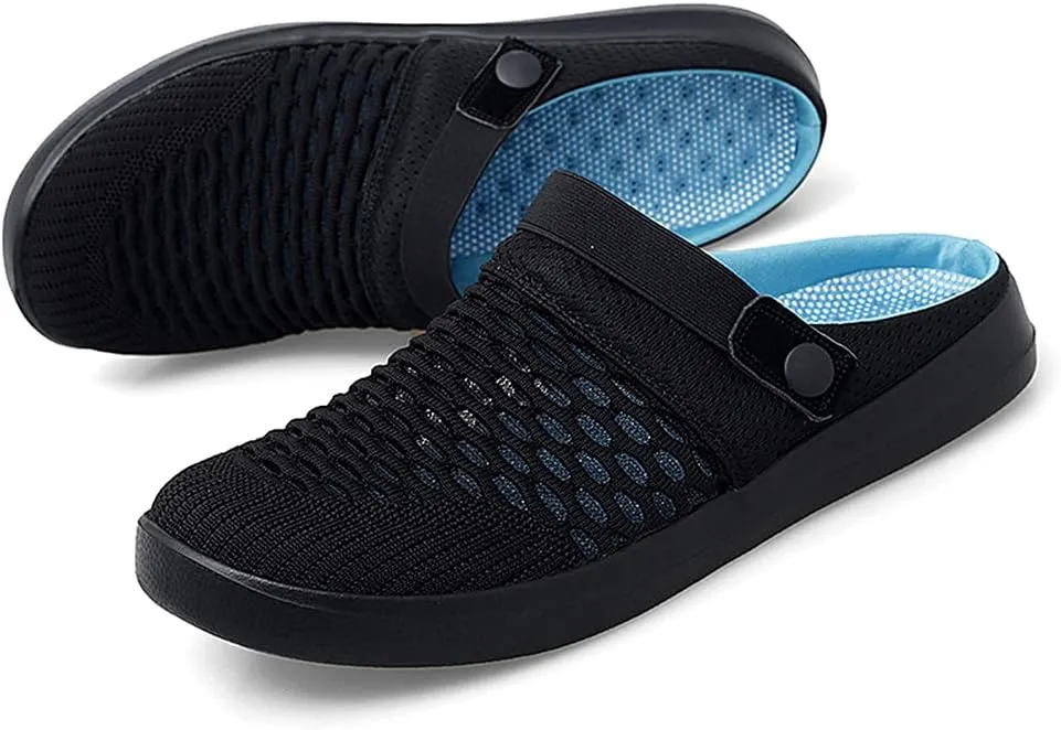 ChicLovey Mens Hollow Mesh Breathable Walking Slippers Garden Clog Summer Shoes Sandals