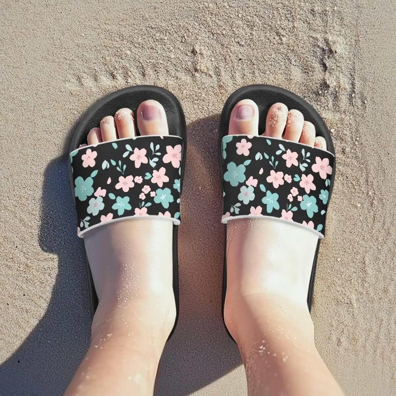 Children's Slippers Beach Sandals Slide Sandals Filp-Flops for Kids Girls Gift for Daughters Little Sisters Black