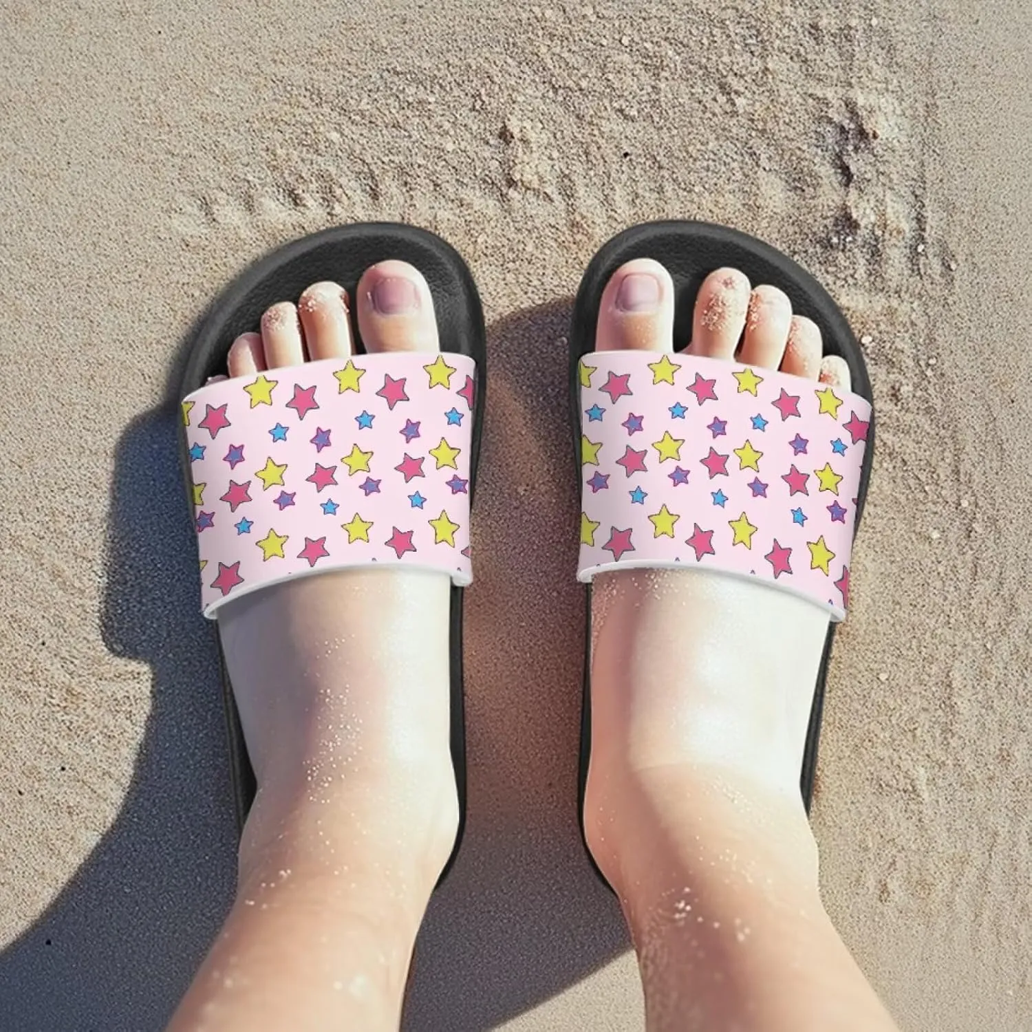 Children's Slippers Beach Sandals Slide Sandals Filp-Flops for Unisex Kids Boys Girls Gift for Daughters Sons Little Brothers Sisters Black Sole Little Kid Size 11-Big Kid Size 3