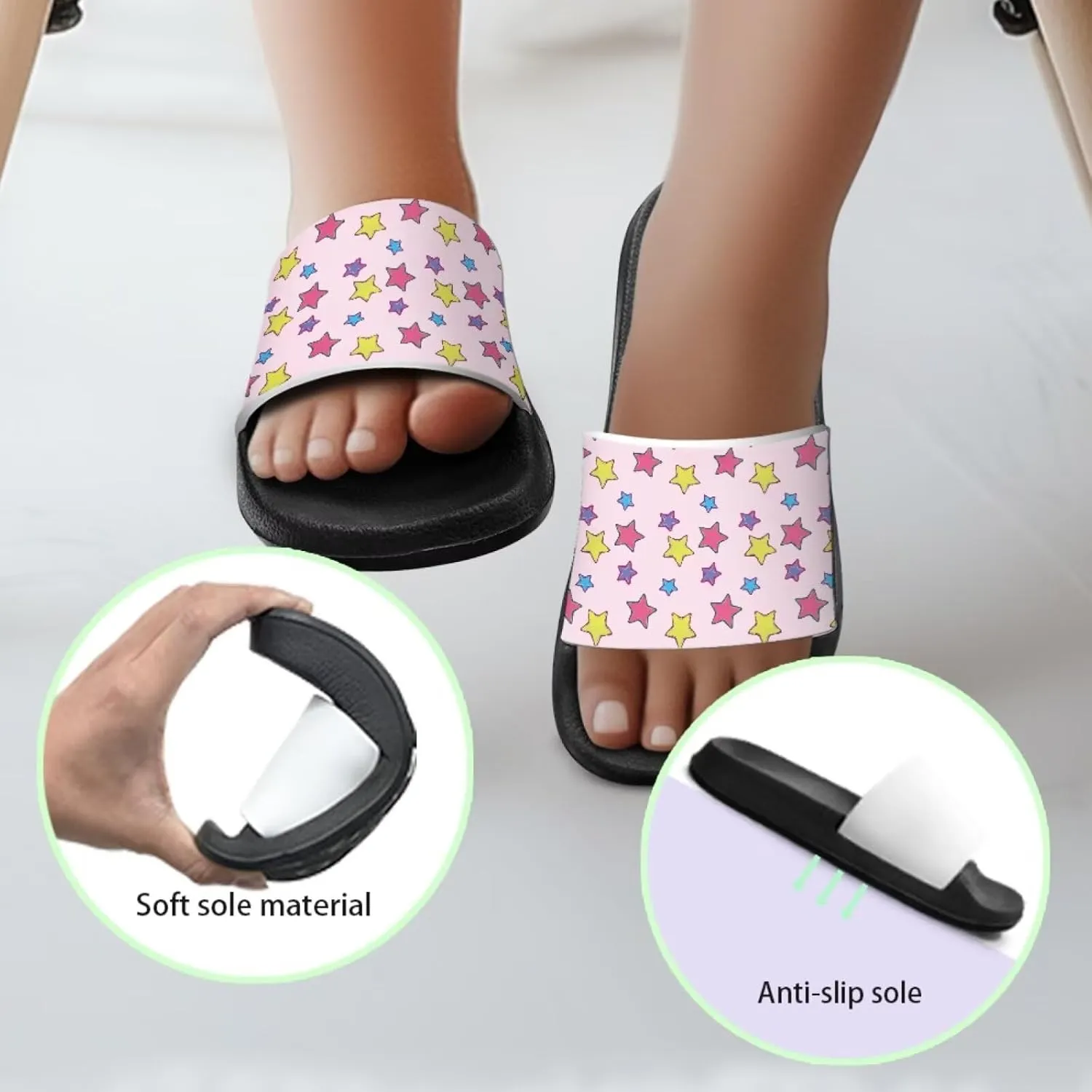 Children's Slippers Beach Sandals Slide Sandals Filp-Flops for Unisex Kids Boys Girls Gift for Daughters Sons Little Brothers Sisters Black Sole Little Kid Size 11-Big Kid Size 3