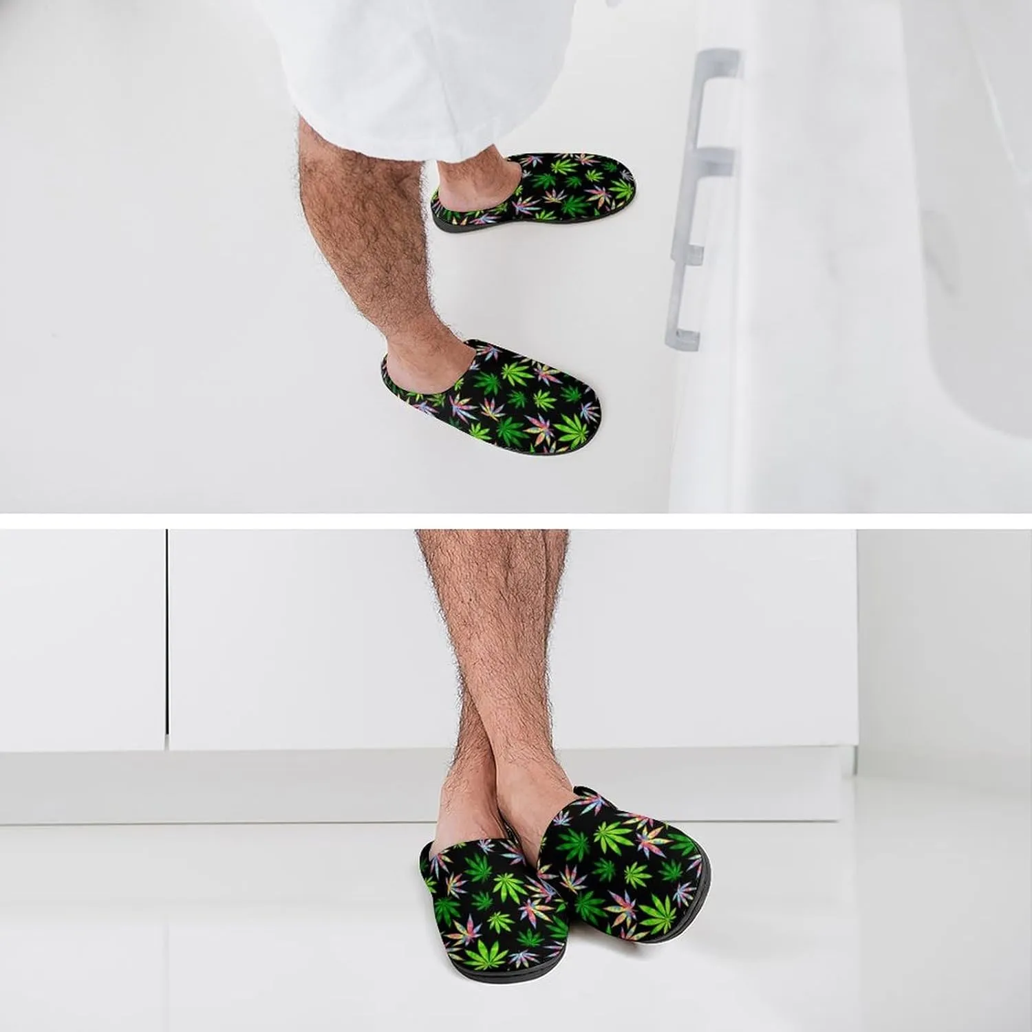 Christmas Slippers For Women Men Cotton House Slippers Hard Sole Comfy Clog Slippers Warm Slip-On Shoes Indoor Outdoor