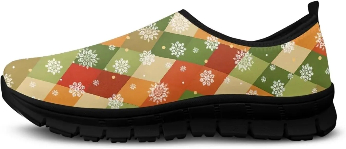 Christmas Sneakers for Women Soft Slip On Low Top Sneakers Casual Non-Slip Lightweight Athletic Walking Shoes for Teen Girls US 5.5-11.5