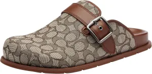 Coach Men's Buckle Clog in Signature Jacquard, Charcoal/Black, 12