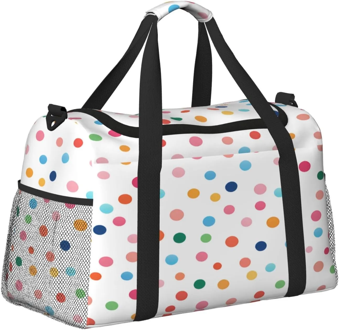 Coloful Polka Dot Pattern Travel Duffel Bag with Strap Multi Pockets Sports Bag Handbag Large Shoulder Bag for Gym Weekend Fitness Camping