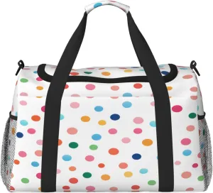 Coloful Polka Dot Pattern Travel Duffel Bag with Strap Multi Pockets Sports Bag Handbag Large Shoulder Bag for Gym Weekend Fitness Camping