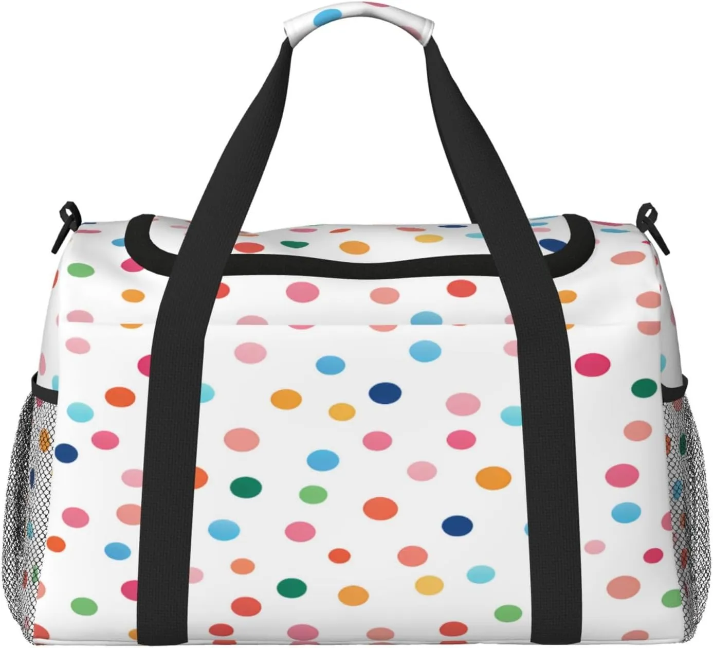 Coloful Polka Dot Pattern Travel Duffel Bag with Strap Multi Pockets Sports Bag Handbag Large Shoulder Bag for Gym Weekend Fitness Camping